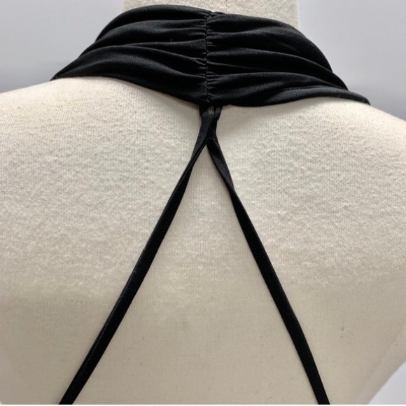 Calvin Klein Black Cowl Neck Halter Dress W/ Spaghetti Cross Ties Back Size 12 - Picture 7 of 14